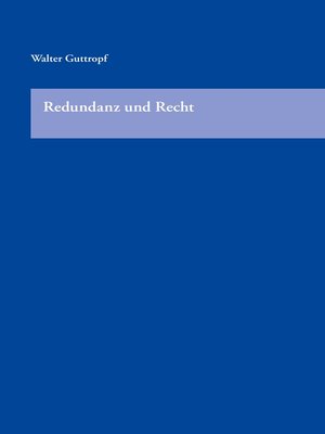 cover image of Redundanz und Recht